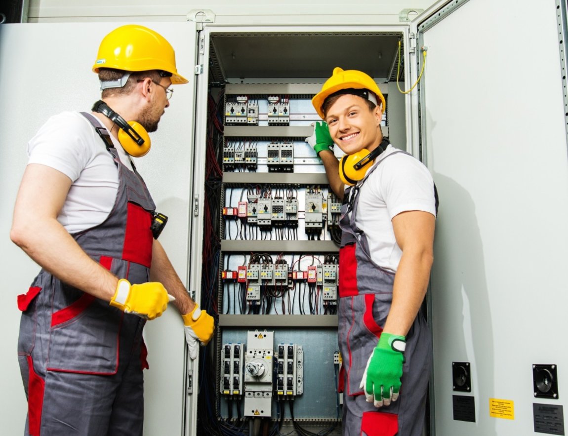 Team of electricians working