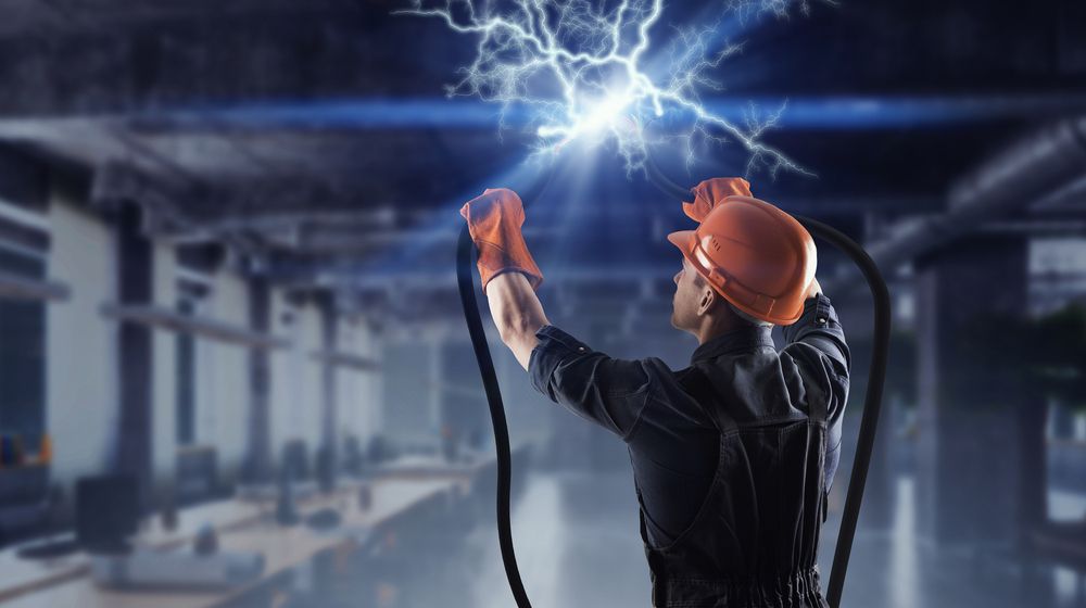 Electrician creating a spark of energy